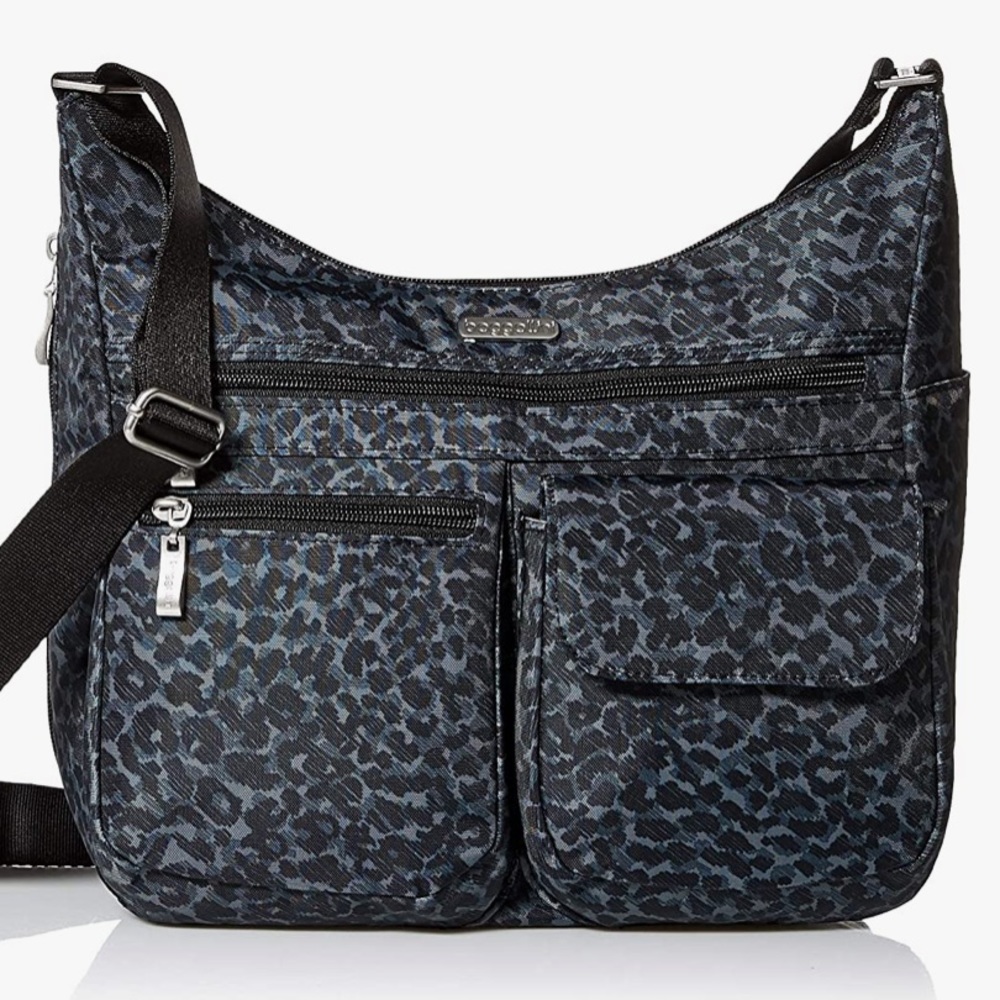 Baggallini Everywhere Bag Charcoal crossbody Cheetah